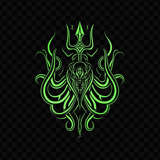 PSD green abstract design of a lion on a dark background