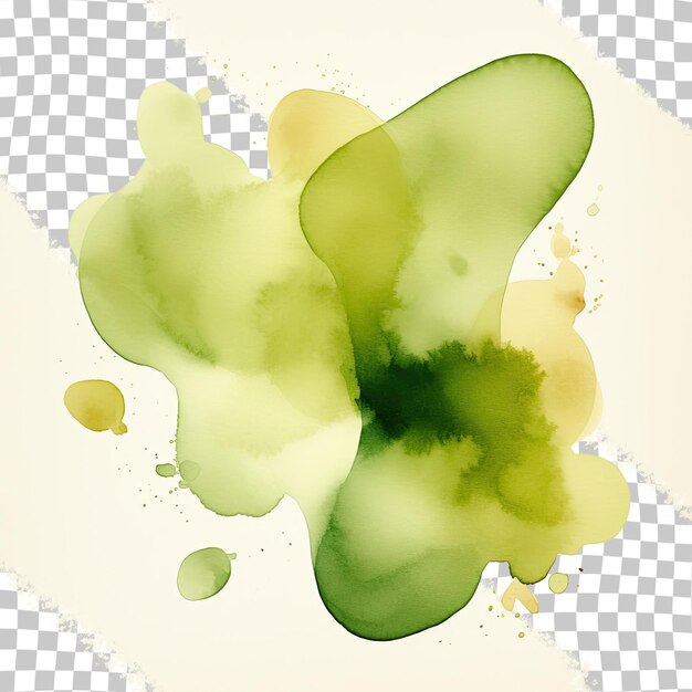 PSD green abstract watercolor shape on a transparent background