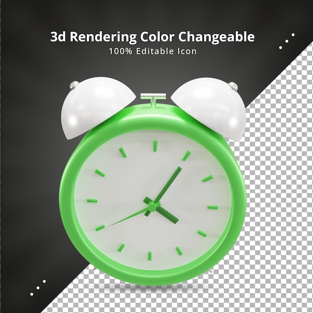 Green alarm clock 3d rendering icon