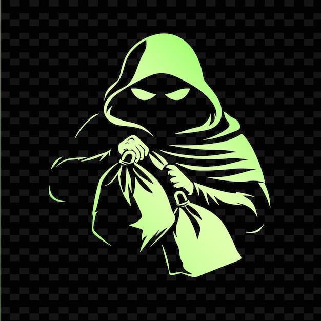 PSD a green alien with a black mask is on a black background