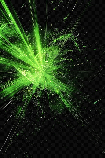 PSD 緑色と黒色の抽象的なフラクタル背景と緑色のレーザー