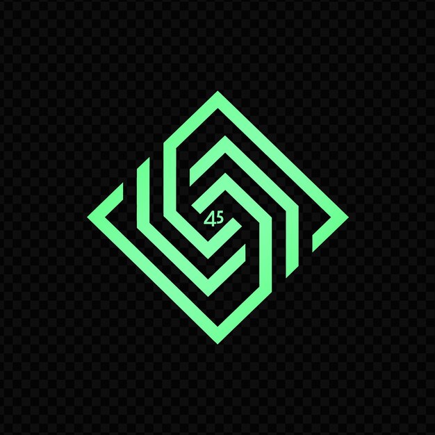 PSD green and black geometric design on a black background