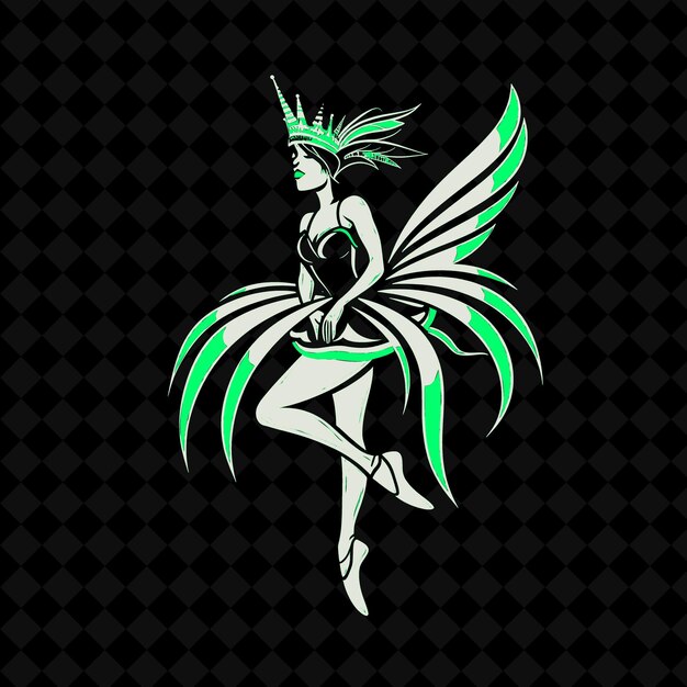 PSD a green angel with a green background with a green winged butterfly on the back