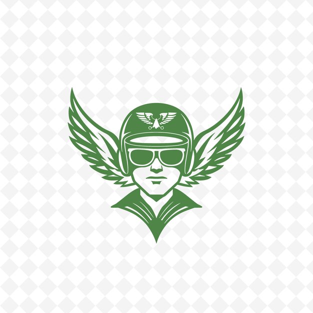 PSD a green angel with wings on a white background