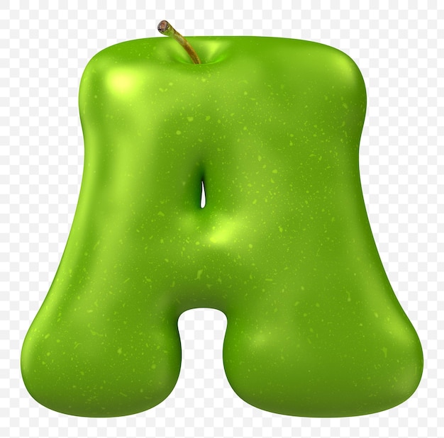 Green apple alphabet letter a isolated