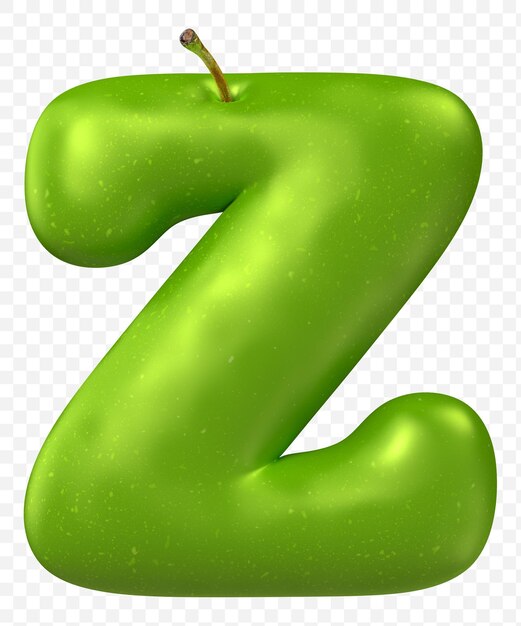 Green apple alphabet letter z isolated