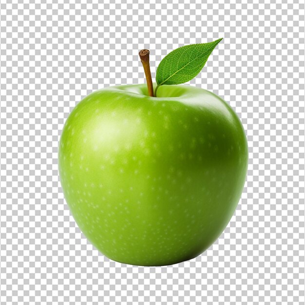 PSD green apple fruit with transparent background on white background