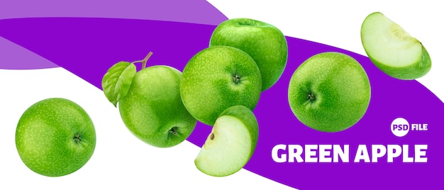 Green apple fruits banner