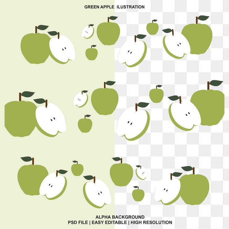 PSD green apple patterns