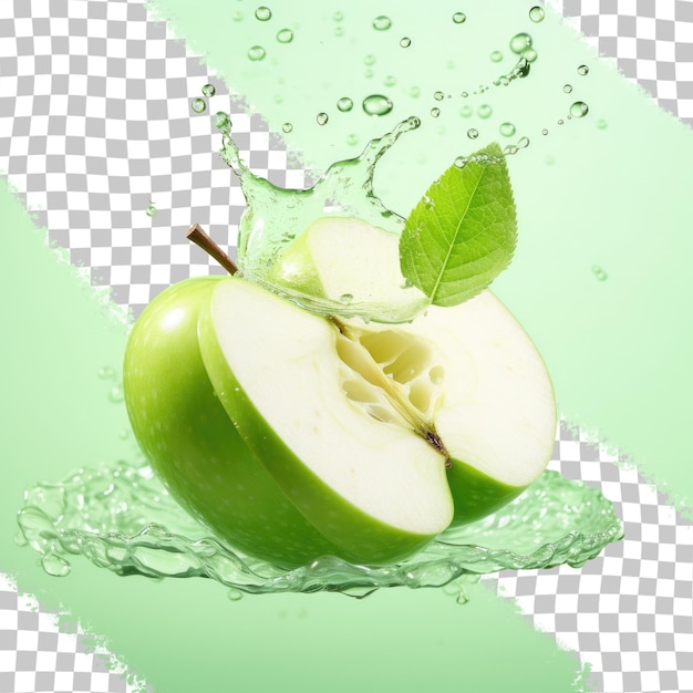 PSD green apple slices on a transparent background