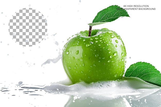 Green Apple Splash 3d Realistyczne Przedstawienie Jabłka Na Przezroczystym Tle