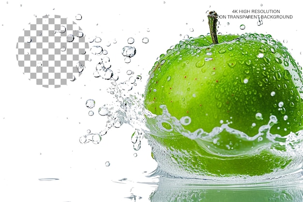 Green Apple Splash 3d Realistyczne Przedstawienie Jabłka Na Przezroczystym Tle