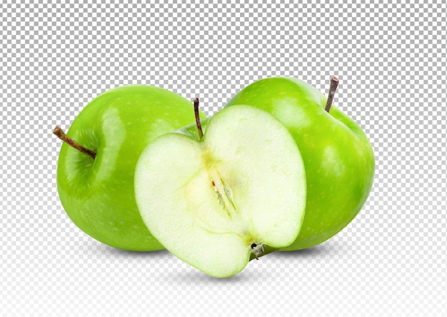 Green apple with slices isolated