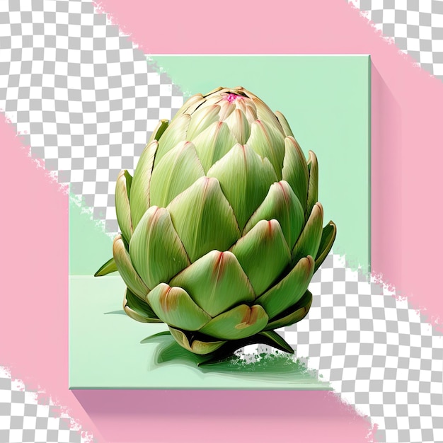 PSD green artichoke in box on transparent background