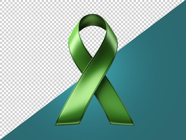 PSD green awereness ribbon with transparent background