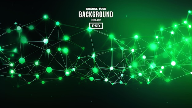 PSD green background abstract dynamic plexus futuristic technology