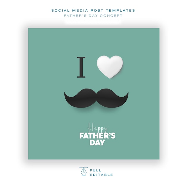 PSD green background happy father's day minimal concept social media post instagram post