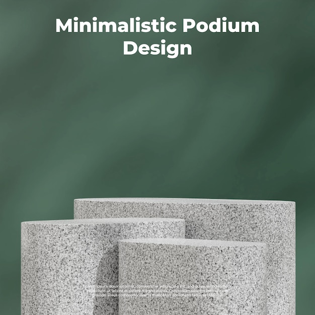 Green background minimal simple granite texture podium 3d rendering mockup for product in square