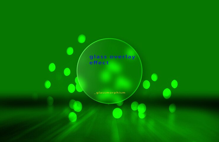 PSD a green background with a circle of lights and a green background with the words  glass  on it