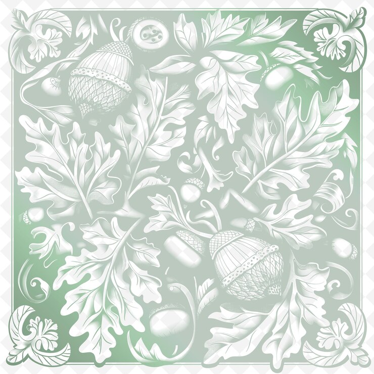 PSD a green background with a pattern of leaves and fruits