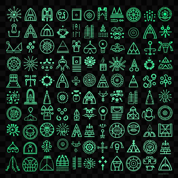 PSD a green background with a pattern of symbols like symbols and symbols