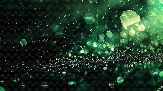 PSD a green background with sparkling crystals and a green background