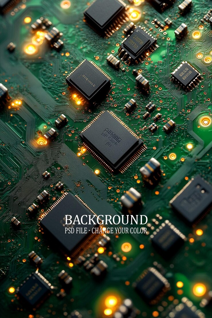 PSD a green background with technology and green color background with electronics