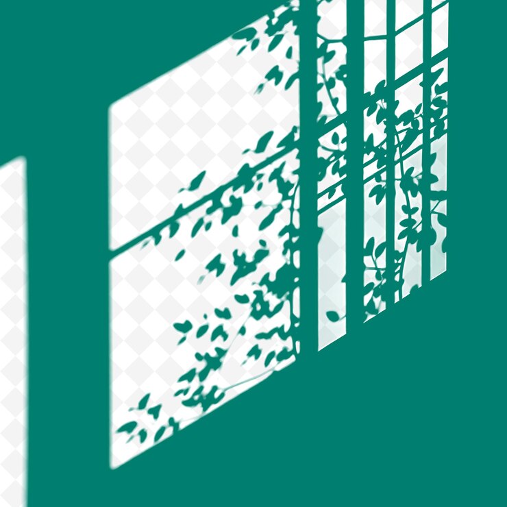 PSD a green background with a window and a white square