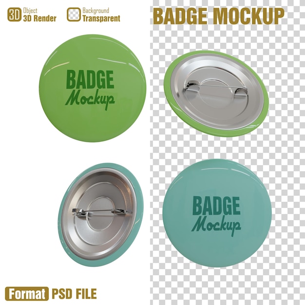 PSD un mockup di badge verde con un pulsante su di esso