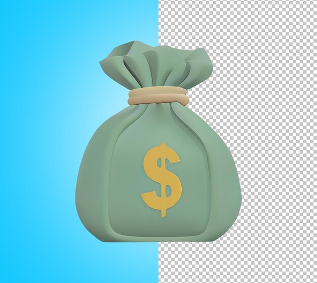 A green bag with a dollar sign on it
