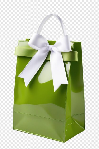 PSD a green bag with a white ribbon on it