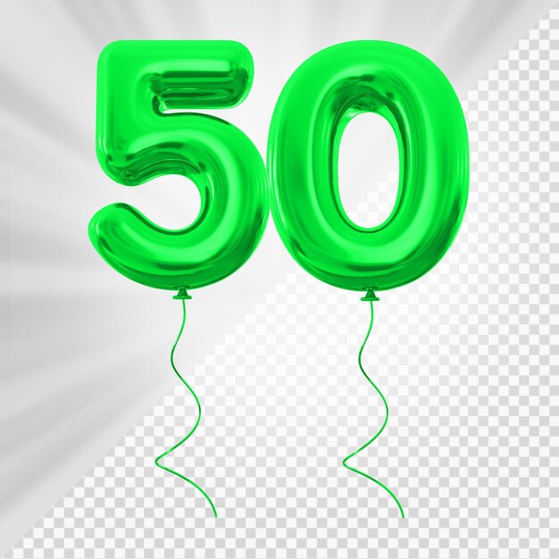 PSD green balloon number 50