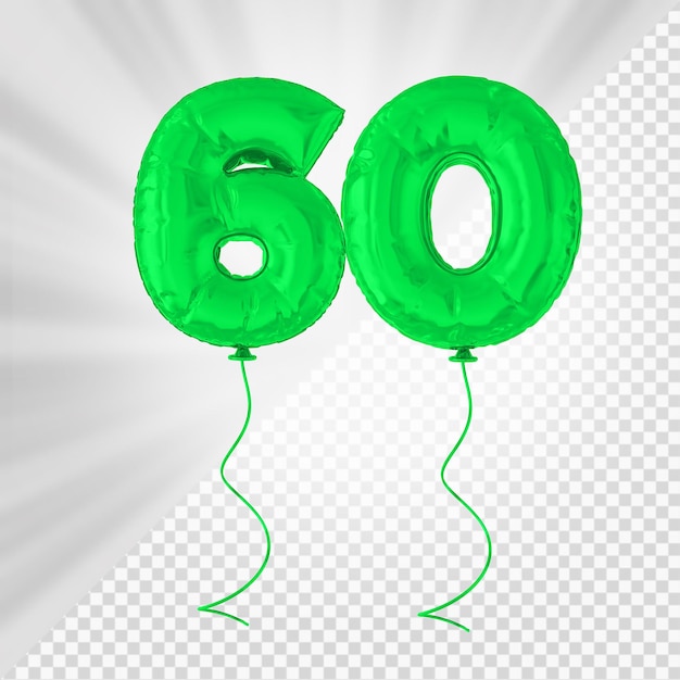 PSD green balloon number 60