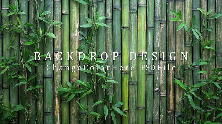 PSD green bamboo wall