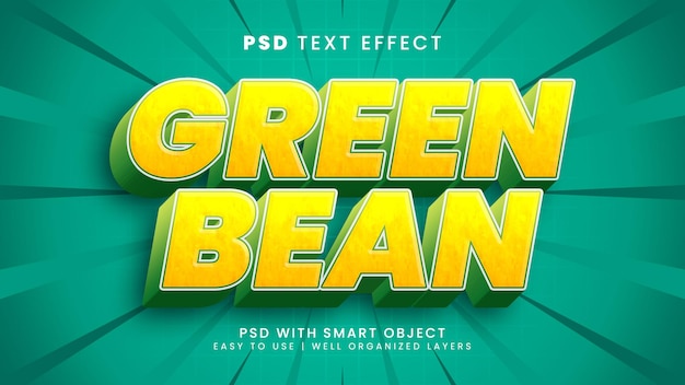 Green bean editable text effect with nature and fresh text style