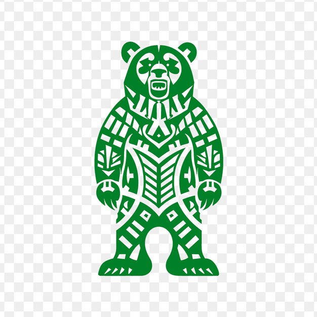 緑色のクマ透明な背景にクマという文字が書かれています