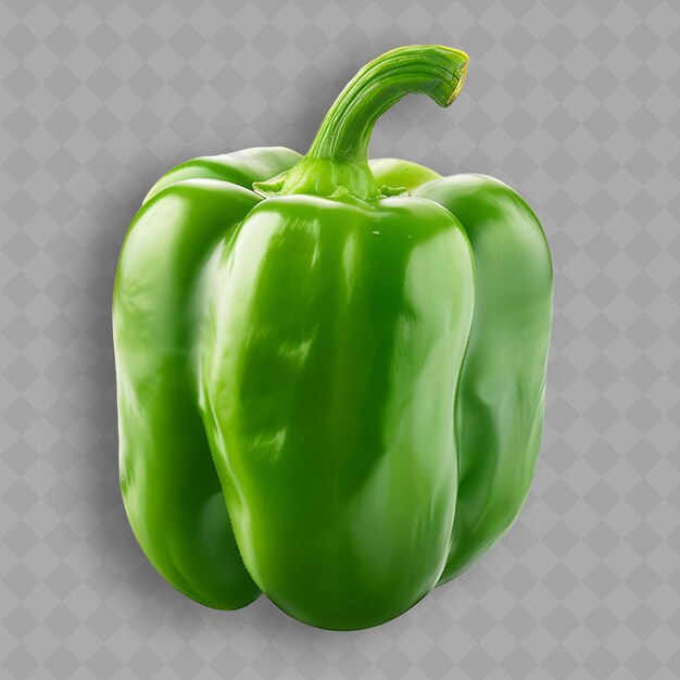 A green bell pepper is on a gray background