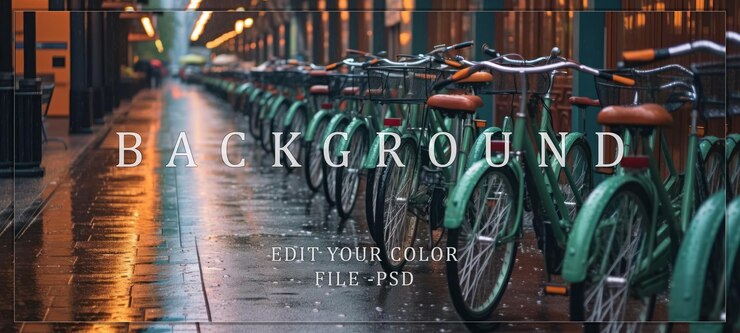 PSD green bikes lined up in the rain