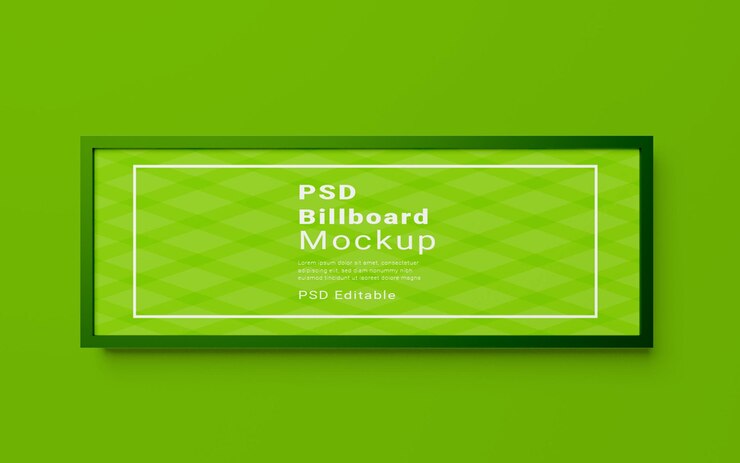 PSD green billboard mockup on green wall