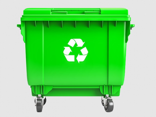 リサイクルシンボルを表示する緑のゴミ箱