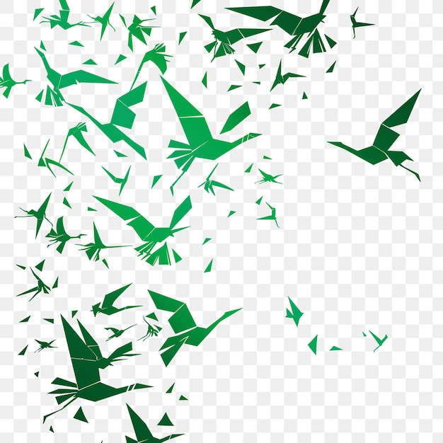 Green birds flying in the sky with green leaves