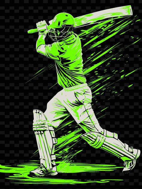 PSD a green and black ad for a cricket player is holding a bat