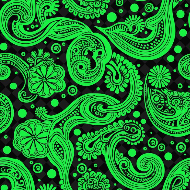 PSD a green and black background with a pattern of green and yellow flowers