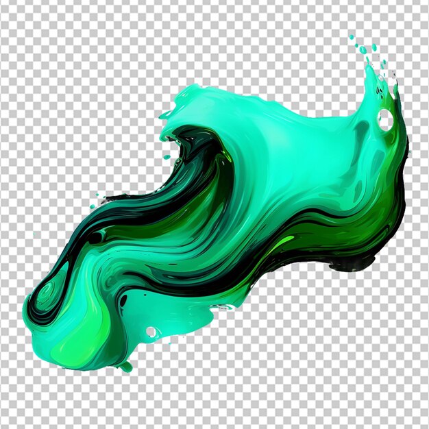 Green black cyan abstract paint stroke fluid liquid isolate neon