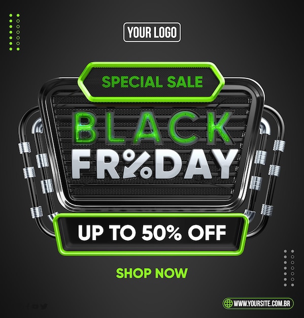 PSD green black friday realistic concept