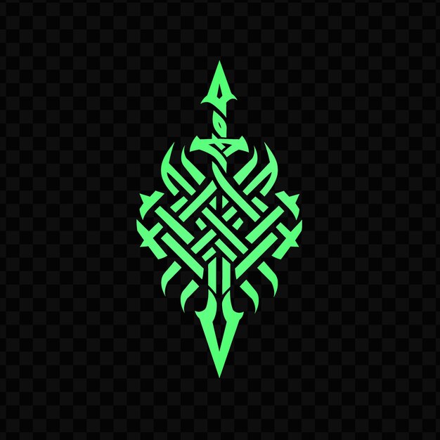 PSD green and black geometric design on a black background