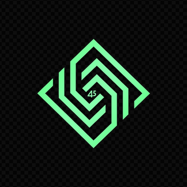 Green and black geometric design on a black background