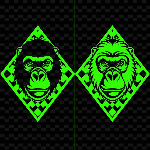 PSD a green and black logo for a monkey with a green background