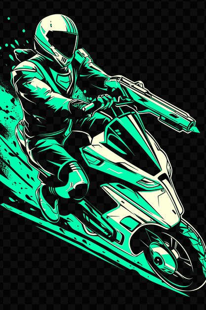 PSD a green and black motorcycle with a green background