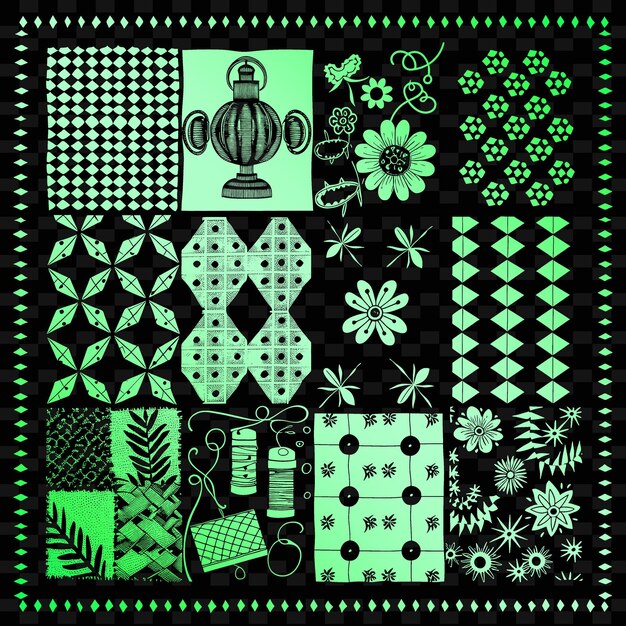 PSD a green and black pattern with a design that says quot daisies quot